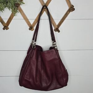 Coach Madison Phoebe PebbledLeather Shoulder Handbag HoboPurse Burgundy